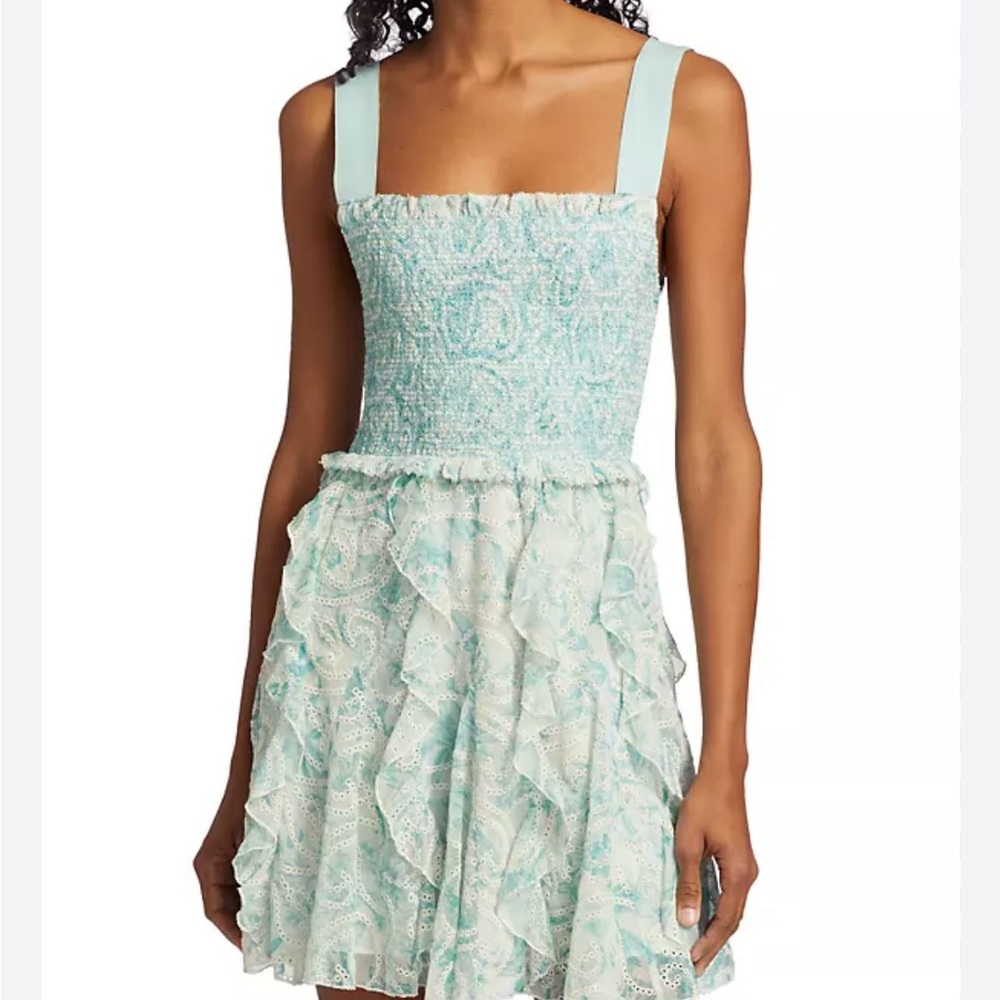 Alice + Olivia Jocelyn Smocked Floral Mini Dress